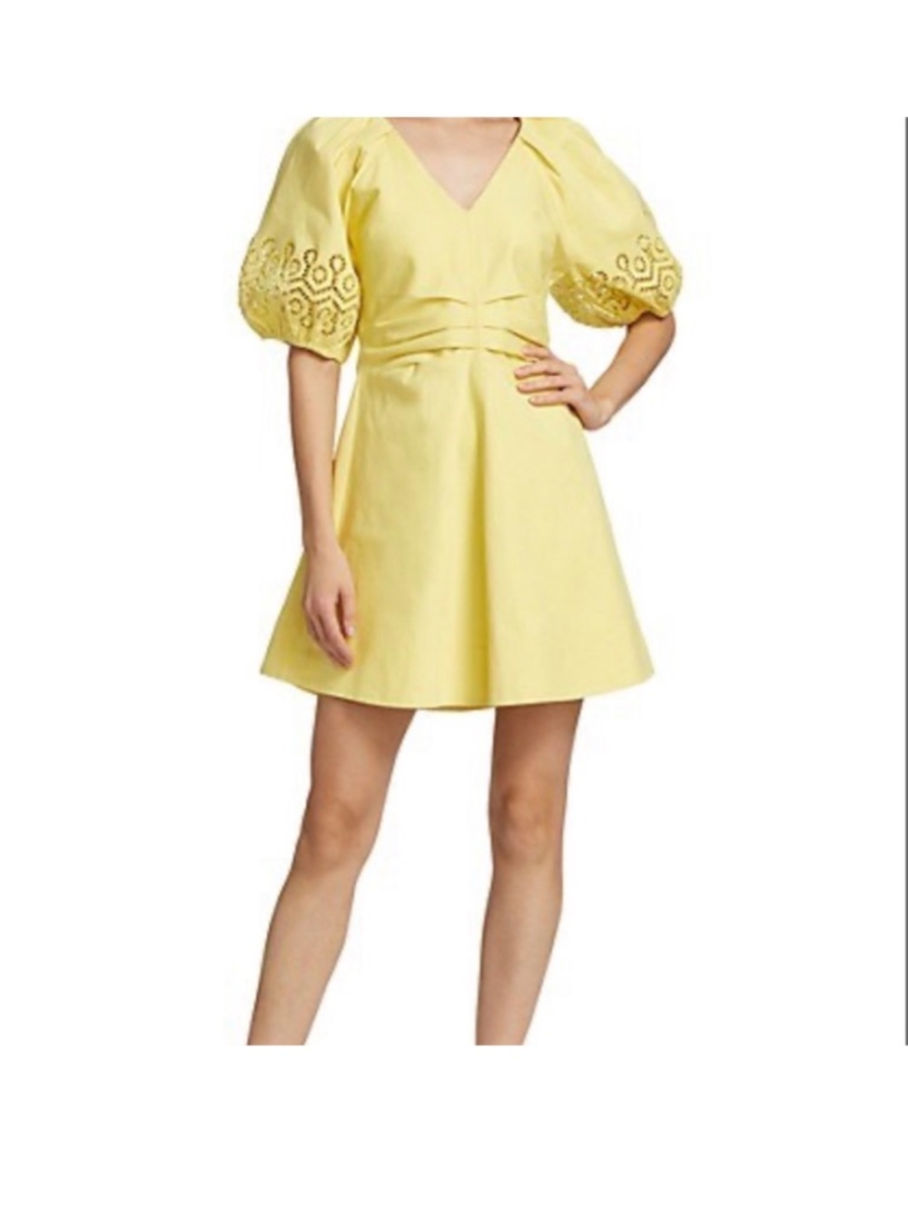 TANYA TAYLOR twill lacey dress in daffodil